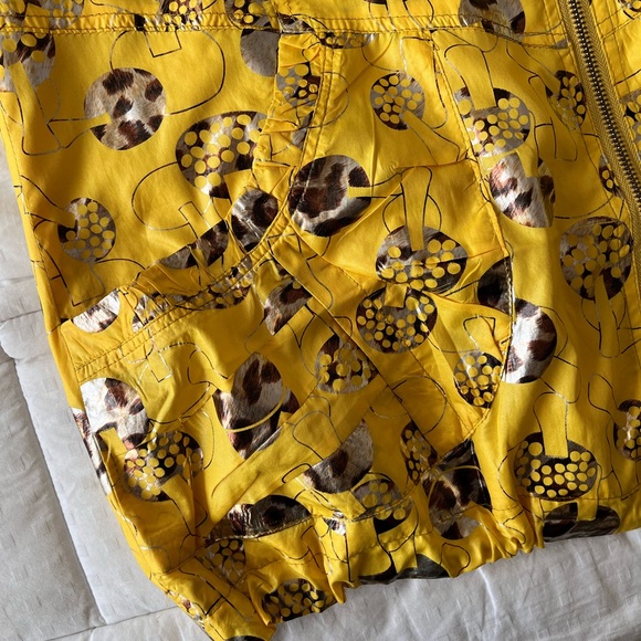 VINTAGE Goldleed Metallic Gold Yellow Mushroom Print Windbreaker Size 42 - Picture 13 of 16